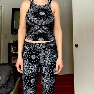 NWT Black paisley pants & crop top tank
